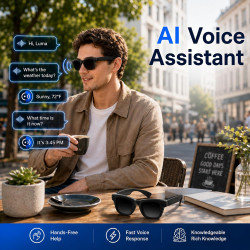Ai smart glasses lunettes intelligentes avec caméra vidéo appels bleutooth | lunettes connectées ia caméra 8mp vidéo 1080p eis t