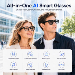 Ai smart glasses lunettes intelligentes avec caméra vidéo appels bleutooth | lunettes connectées ia caméra 8mp vidéo 1080p eis t