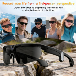 2026 Lunettes Caméra de Sport, Caméra 8 MP, Haut-parleurs Ouverts, Enregistrement Vidéo, Photo, Reconnaissance d'objets IA, Lune