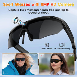 2026 Lunettes Caméra de Sport, Caméra 8 MP, Haut-parleurs Ouverts, Enregistrement Vidéo, Photo, Reconnaissance d'objets IA, Lune