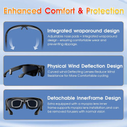 2026 Lunettes Caméra de Sport, Caméra 8 MP, Haut-parleurs Ouverts, Enregistrement Vidéo, Photo, Reconnaissance d'objets IA, Lune