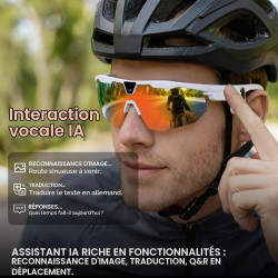 2026 Lunettes Caméra de Sport, Caméra 8 MP, Haut-parleurs Ouverts, Enregistrement Vidéo, Photo, Reconnaissance d'objets IA, Lune
