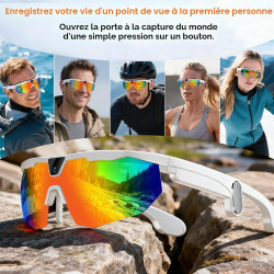 2026 Lunettes Caméra de Sport, Caméra 8 MP, Haut-parleurs Ouverts, Enregistrement Vidéo, Photo, Reconnaissance d'objets IA, Lune
