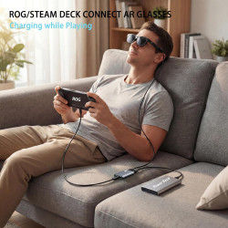Adaptateur USB C vers AR pour lunettes Xreal/Viture/RayNeo AR pendant la charge pour Steam Deck, ROG Ally, Switch 2, DJI RC 2, i