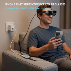Adaptateur USB C vers AR pour lunettes Xreal/Viture/RayNeo AR pendant la charge pour Steam Deck, ROG Ally, Switch 2, DJI RC 2, i