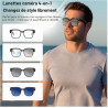 Lunettes AI Smart Camera - Vidéo HD 1080p, Photo, Traduction vocale, avec Verres de Protection Solaire/lumière Bleue interchange