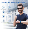 Lunettes smart bleutooth pour homme/femme, oreille ouverte, micro/haut-parleurs, ip65 étanche, appels mains-libres, assistant ta