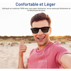 Lunettes smart bleutooth pour homme/femme, oreille ouverte, micro/haut-parleurs, ip65 étanche, appels mains-libres, assistant ta