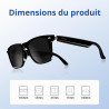 Lunettes smart bleutooth pour homme/femme, oreille ouverte, micro/haut-parleurs, ip65 étanche, appels mains-libres, assistant ta