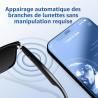 Lunettes smart bleutooth pour homme/femme, oreille ouverte, micro/haut-parleurs, ip65 étanche, appels mains-libres, assistant ta