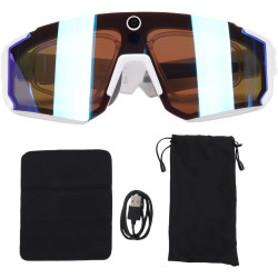 Vbestlife lunettes de cyclisme intelligentes, caméra 4k ai 8mp avec stabilisation eis à commande vocale, lunettes de sport bleut