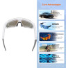 Vbestlife lunettes de cyclisme intelligentes, caméra 4k ai 8mp avec stabilisation eis à commande vocale, lunettes de sport bleut