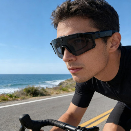Vbestlife lunettes de cyclisme intelligentes, caméra 4k ai 8mp avec stabilisation eis à commande vocale, lunettes de sport bluet