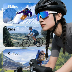 Vbestlife lunettes de cyclisme intelligentes, caméra 4k ai 8mp avec stabilisation eis à commande vocale, lunettes de sport bleut