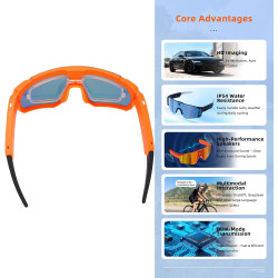 Vbestlife lunettes de cyclisme intelligentes, caméra 4k ai 8mp avec stabilisation eis à commande vocale, lunettes de sport bleut