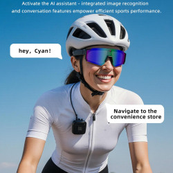 Vbestlife lunettes de cyclisme intelligentes, caméra 4k ai 8mp avec stabilisation eis à commande vocale, lunettes de sport bleut