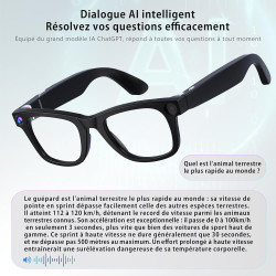 G300L Lunettes Caméra Noires, 1080P 20MP Photo IA, Stabilisation Anti-Flou, Double Contrôle Tactile