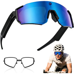 Lunette Connectée de Sport, 32MP Lunette Camera avec Stabilisation EIS pour Vidéo, Photo, Reconnaissance d'objets IA, IP54 Lunet