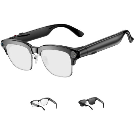 Toobur lunettes connectées ai avec appareil photo 8mp, vidéo hd 1080p anti-flou, traduction en temps réel & assistant vocal, app