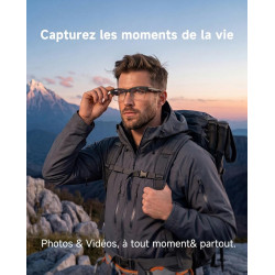 Toobur lunettes connectées ai avec appareil photo 8mp, vidéo hd 1080p anti-flou, traduction en temps réel & assistant vocal, app