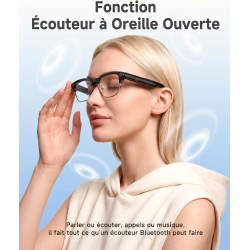 Toobur lunettes connectées ai avec appareil photo 8mp, vidéo hd 1080p anti-flou, traduction en temps réel & assistant vocal, app