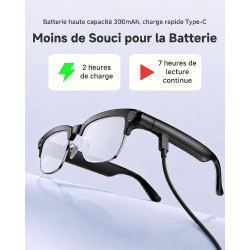 Toobur lunettes connectées ai avec appareil photo 8mp, vidéo hd 1080p anti-flou, traduction en temps réel & assistant vocal, app