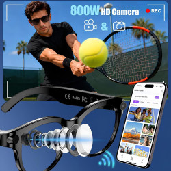 Lunettes connectées avec 8mp caméra - lunette de soleil intelligentes | avec enregistrement 1080p photo/vidéo/audio,assistant vo