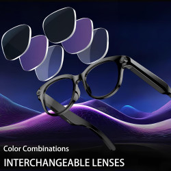 Lunettes connectées avec 8mp caméra - lunette de soleil intelligentes | avec enregistrement 1080p photo/vidéo/audio,assistant vo