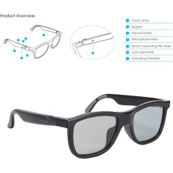 Lunettes intelligentes ai, traduction bluetooth, réduction du bruit, lentilles photochromiques réglables pour une utilisation en