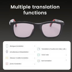 Lunettes intelligentes ai, traduction bleutooth, réduction du bruit, lentilles photochromiques réglables pour une utilisation en