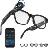 AI Lunettes Connectées Caméra 8MP, avec Stabilisation d'image, Enregistrement Photo/Vidéo/Audio, Traduction Temps Réel, Assistan