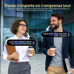 AI Lunettes Connectées Caméra 8MP, avec Stabilisation d'image, Enregistrement Photo/Vidéo/Audio, Traduction Temps Réel, Assistan
