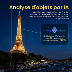 AI Lunettes Connectées Caméra 8MP, avec Stabilisation d'image, Enregistrement Photo/Vidéo/Audio, Traduction Temps Réel, Assistan
