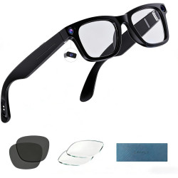 G300 Lunettes AI 8MP 1080P 32GB Traduction HiFi Verres solaires | Traduction Multilingue en Temps Réel, Double Haut-parleurs HIF