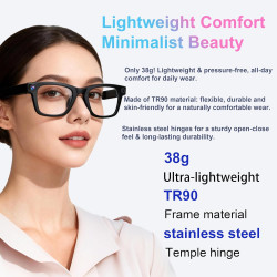 G300 Lunettes AI 8MP 1080P 32GB Traduction HiFi Verres solaires | Traduction Multilingue en Temps Réel, Double Haut-parleurs HIF