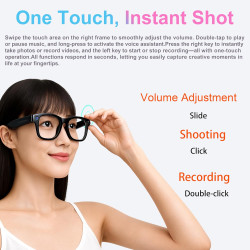 G300 Lunettes AI 8MP 1080P 32GB Traduction HiFi Verres solaires | Traduction Multilingue en Temps Réel, Double Haut-parleurs HIF