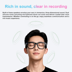 G300 Lunettes AI 8MP 1080P 32GB Traduction HiFi Verres solaires | Traduction Multilingue en Temps Réel, Double Haut-parleurs HIF