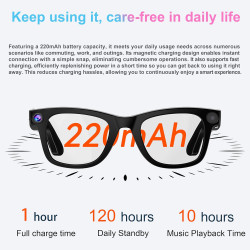 G300 Lunettes AI 8MP 1080P 32GB Traduction HiFi Verres solaires | Traduction Multilingue en Temps Réel, Double Haut-parleurs HIF