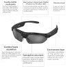 G6 Pro Lunettes AI, 8MP 1080P, Traduction, IP65, HiFi Sport Soleil (Noir)