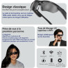 G6 Pro Lunettes AI, 8MP 1080P, Traduction, IP65, HiFi Sport Soleil (Noir)