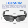 G6 Pro Lunettes AI, 8MP 1080P, Traduction, IP65, HiFi Sport Soleil (Noir)