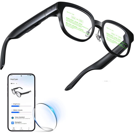 Lunettes Intelligentes AR avec Traduction Vocale en Temps Réel,Téléprompteur À Affichage IA,Plus De 40 Langues en Ligne Et 8 Hor