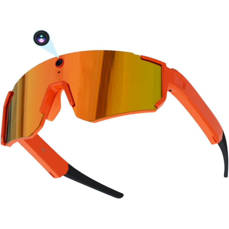 Lunettes intelligentes 4k ai, caméra 8mp, lunettes de sport bleutooth avec commande vocale, stabilisation eis, ip54 pour le cycl