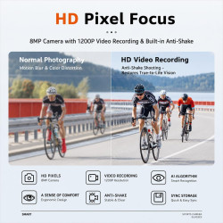 Lunettes connectées 4k ai avec caméra 8mp, lunettes intelligentes bleutooth avec caméra intégrée, commande vocale, stabilisation