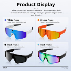 Lunettes connectées 4k ai avec caméra 8mp, lunettes intelligentes bleutooth avec caméra intégrée, commande vocale, stabilisation