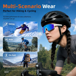 Lunettes connectées 4k ai avec caméra 8mp, lunettes intelligentes bleutooth avec caméra intégrée, commande vocale, stabilisation