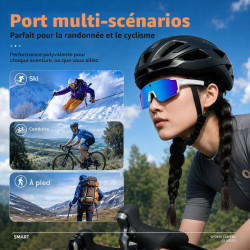 Lunettes connectées 4k ai avec caméra 8mp, lunettes intelligentes bleutooth avec caméra intégrée, commande vocale, stabilisation