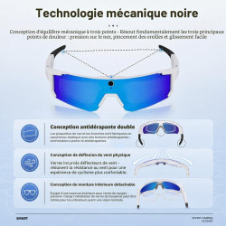 Lunettes connectées 4k ai avec caméra 8mp, lunettes intelligentes bleutooth avec caméra intégrée, commande vocale, stabilisation