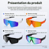 Lunettes connectées 4k ai avec caméra 8mp, lunettes intelligentes bleutooth avec caméra intégrée, commande vocale, stabilisation