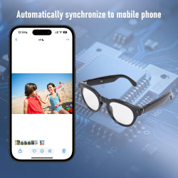 Tosuny Lunettes Intelligentes AI avec Caméra HD 8MP, Enregistrement Photo et Vidéo HD 1200P, Anti-tremblement, Traduction en Tem
